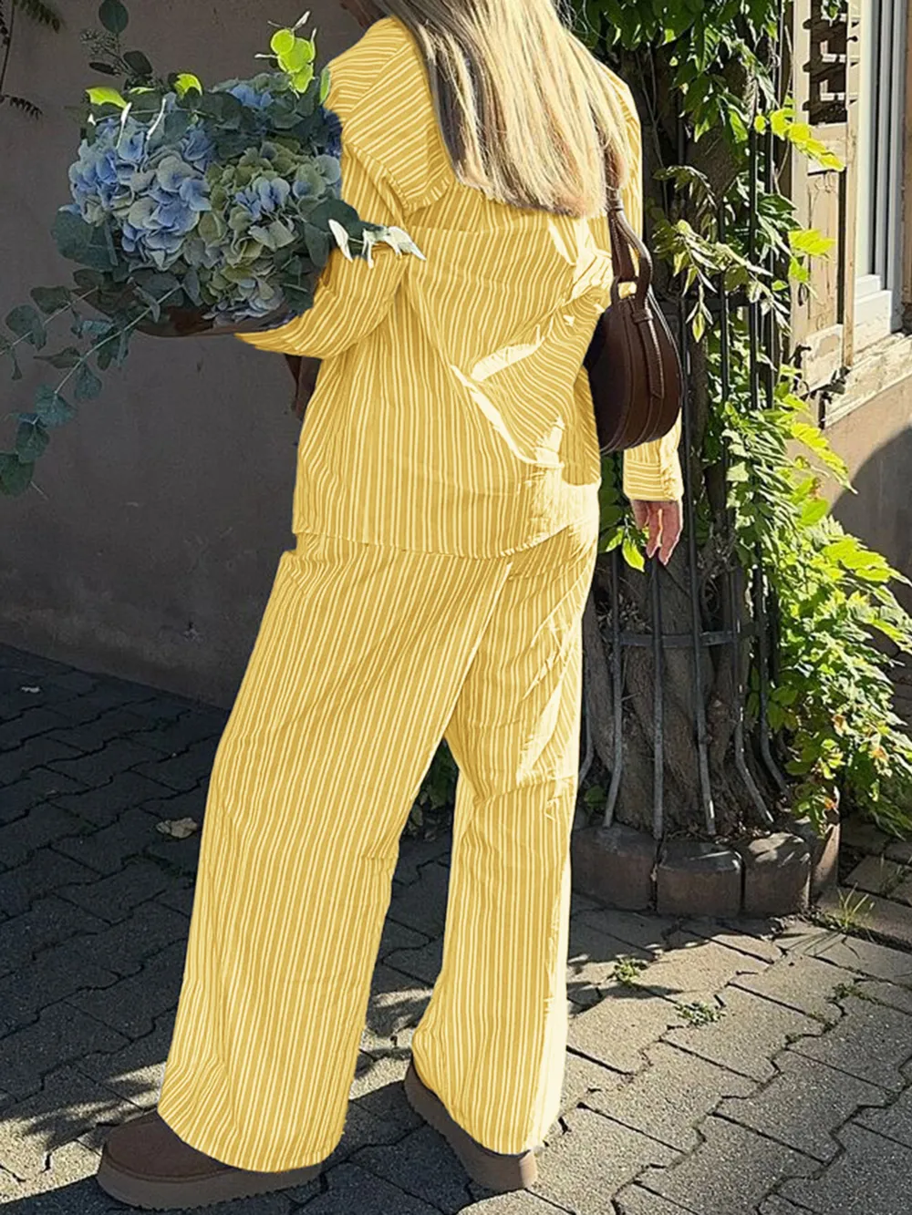 Striped Button Up Shirt and Pants Set, image 8