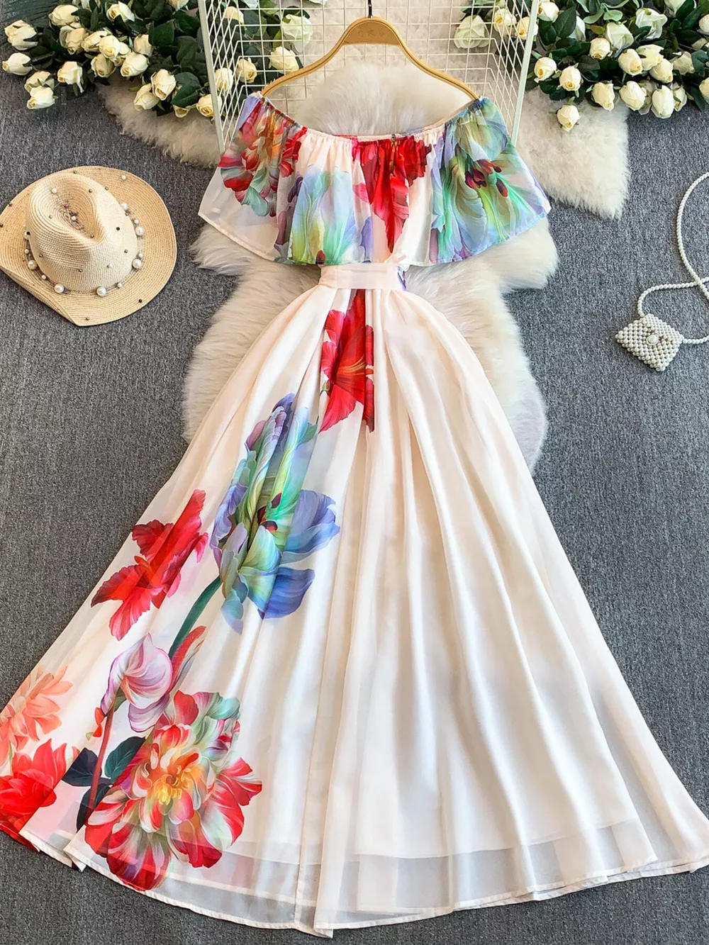 Floral Off-Shoulder A-Line Dress, image 6