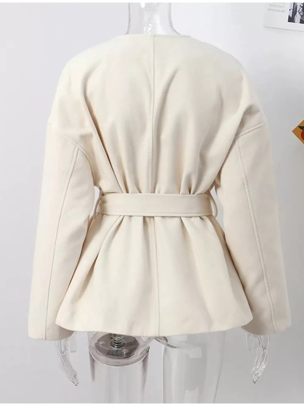 Surplice Tie Waist Dropped Shoulder Outerwear, image 5