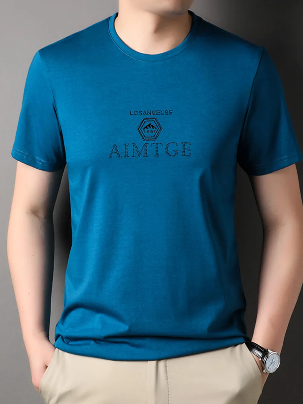 Men's Plus Size Round Neck Short Sleeve T-Shirt, image 3