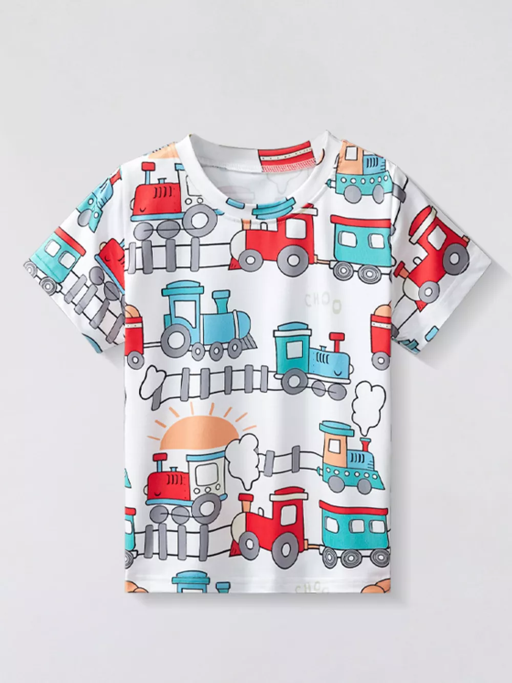 Children's Train Print Short Sleeve T-Shirt