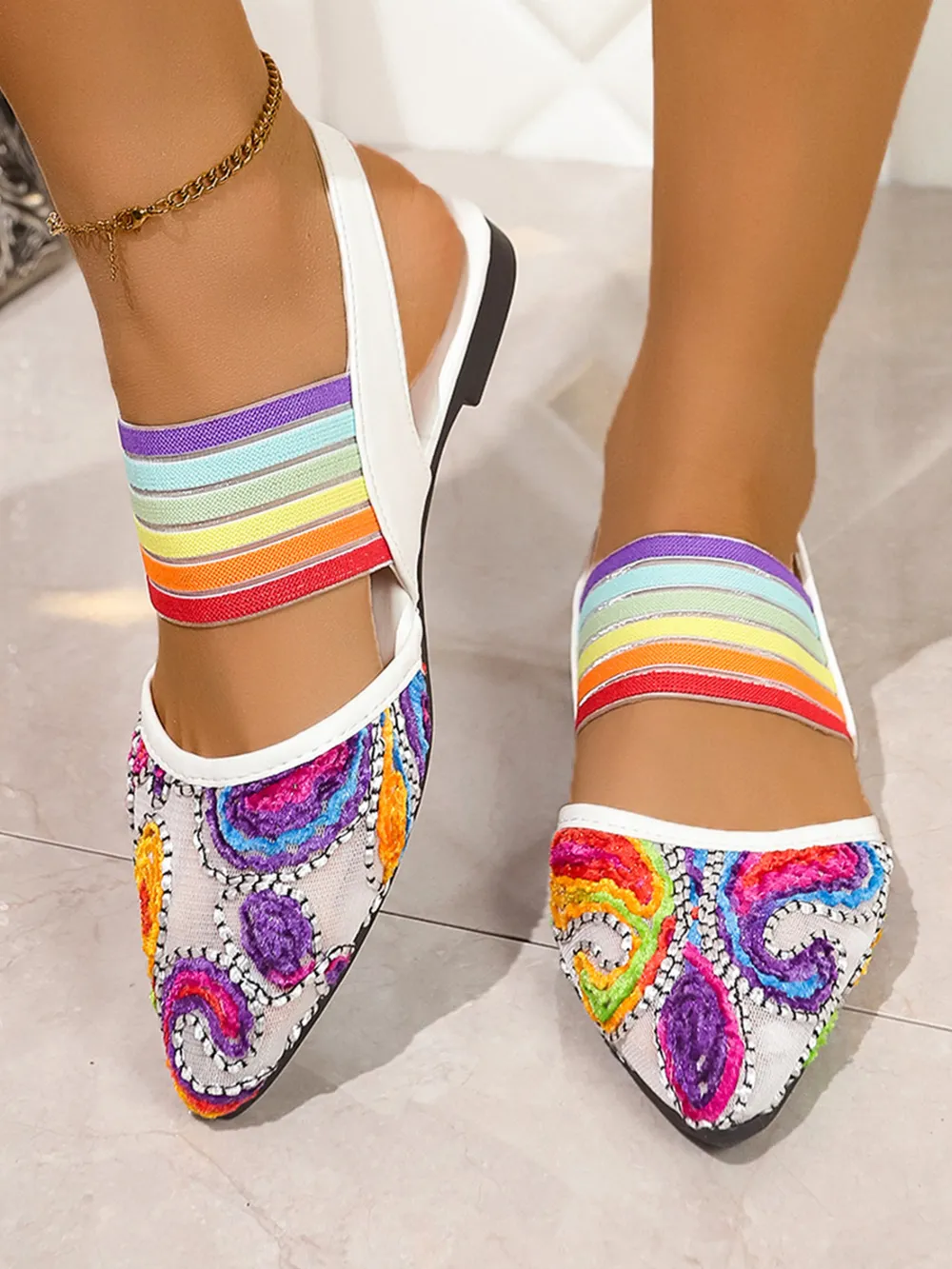 Contrast Point Toe Slingback Sandals, image 7