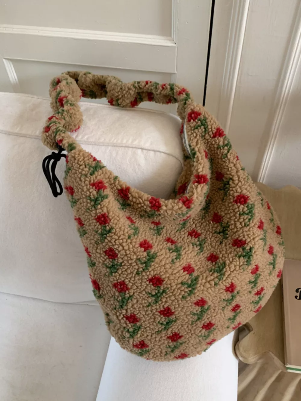 Sherpa Ruched Strap Handbag, image 8