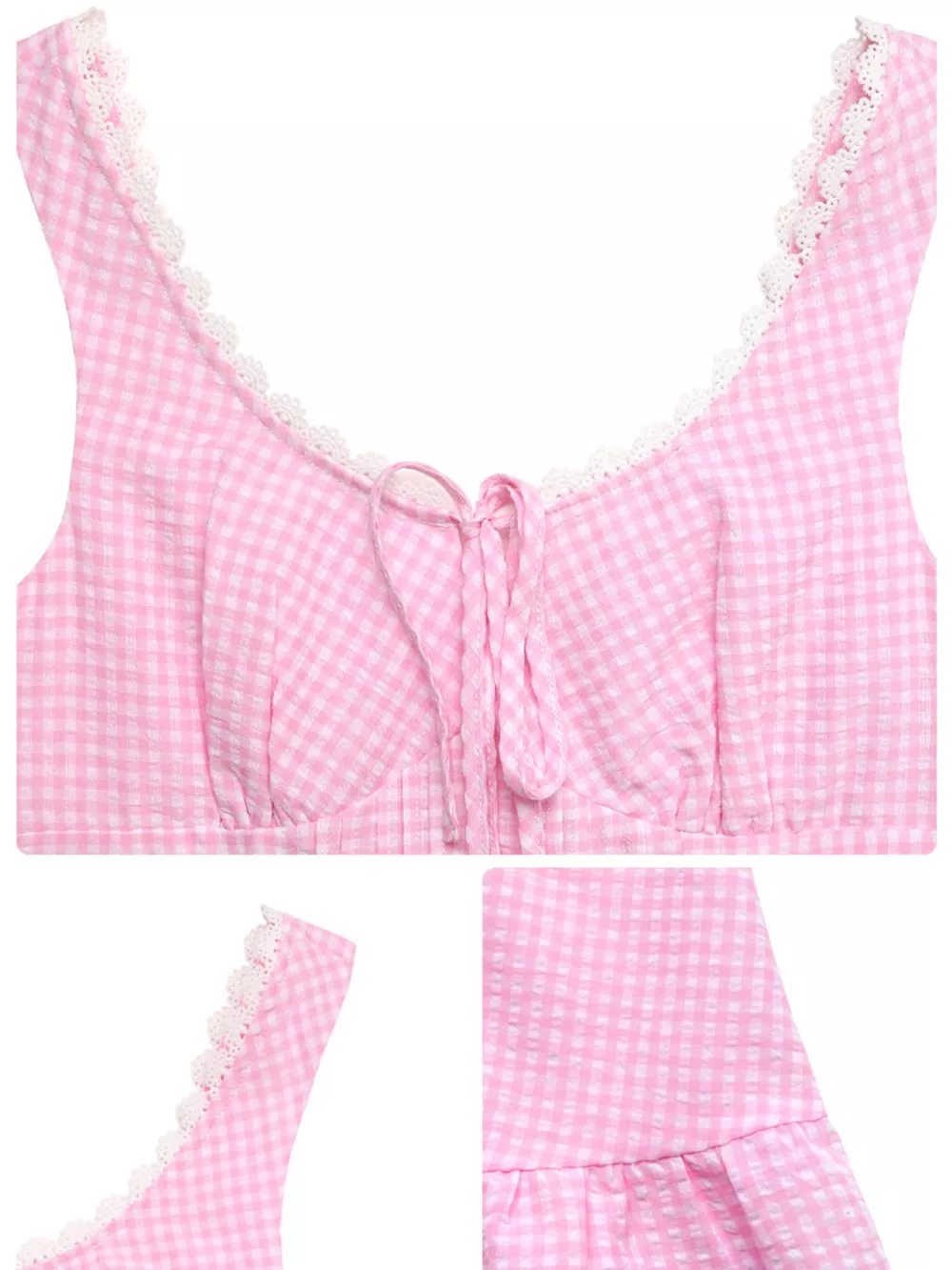 Gingham Lace Trim Mini Dress, image 6