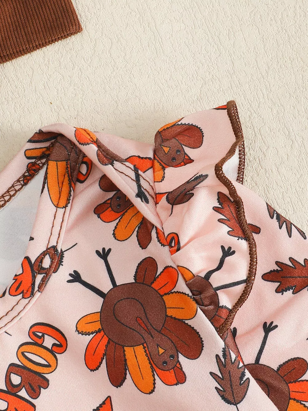Children's Long Sleeve Bodysuit & Thanksgiving Turkey Dress Set with Headband, image 3