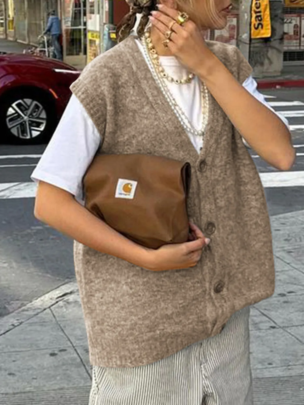 Button-Front Sweater Vest, image 5