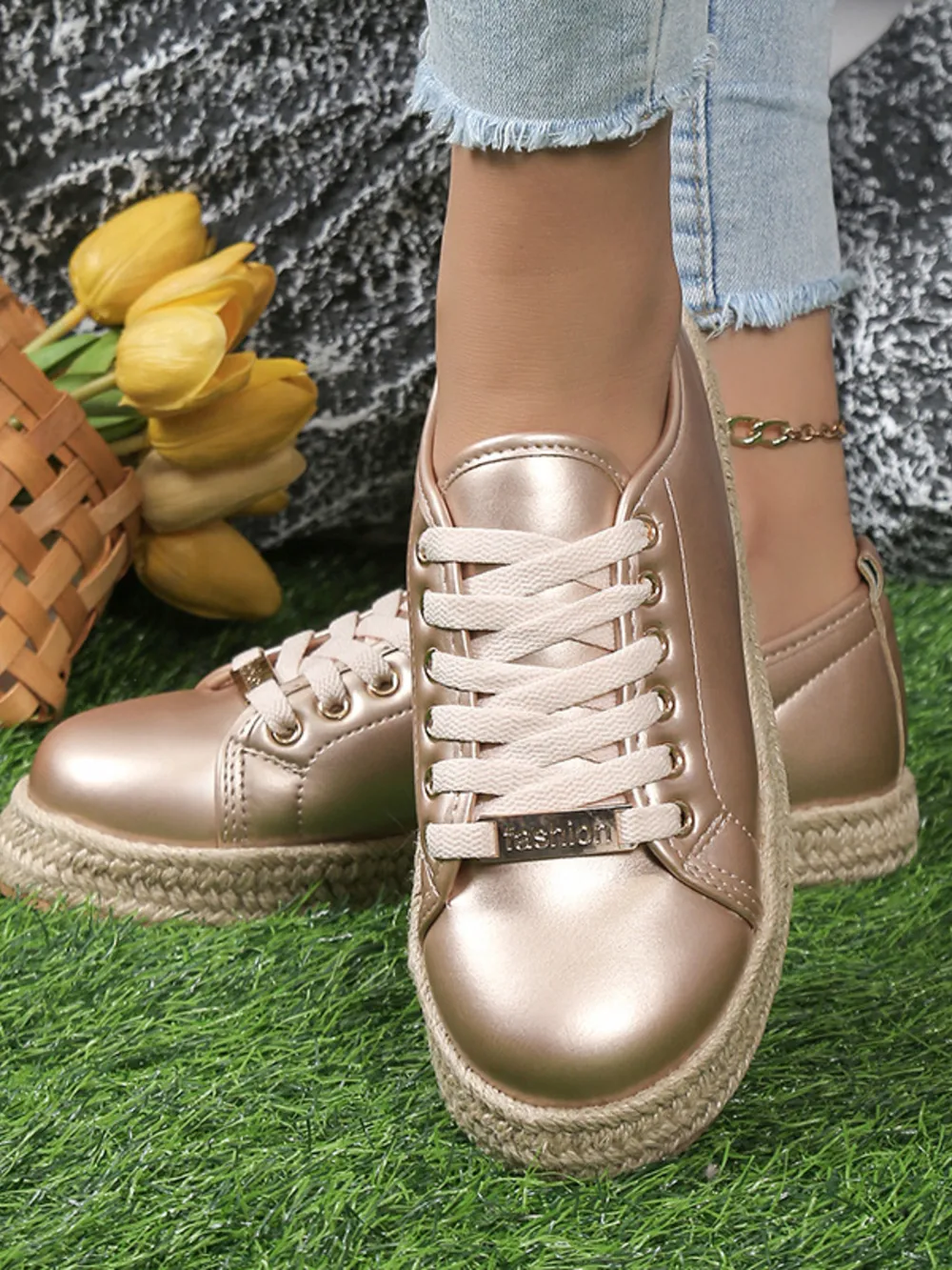 Round Toe Platform Sneakers, image 3