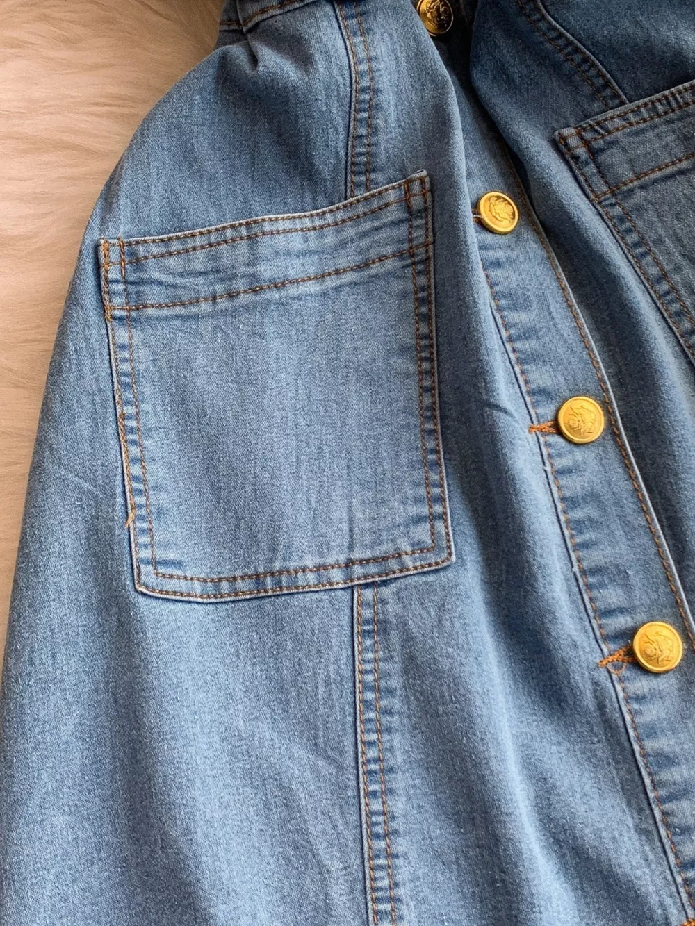 Button Front Short Sleeve Denim Dress, image 9