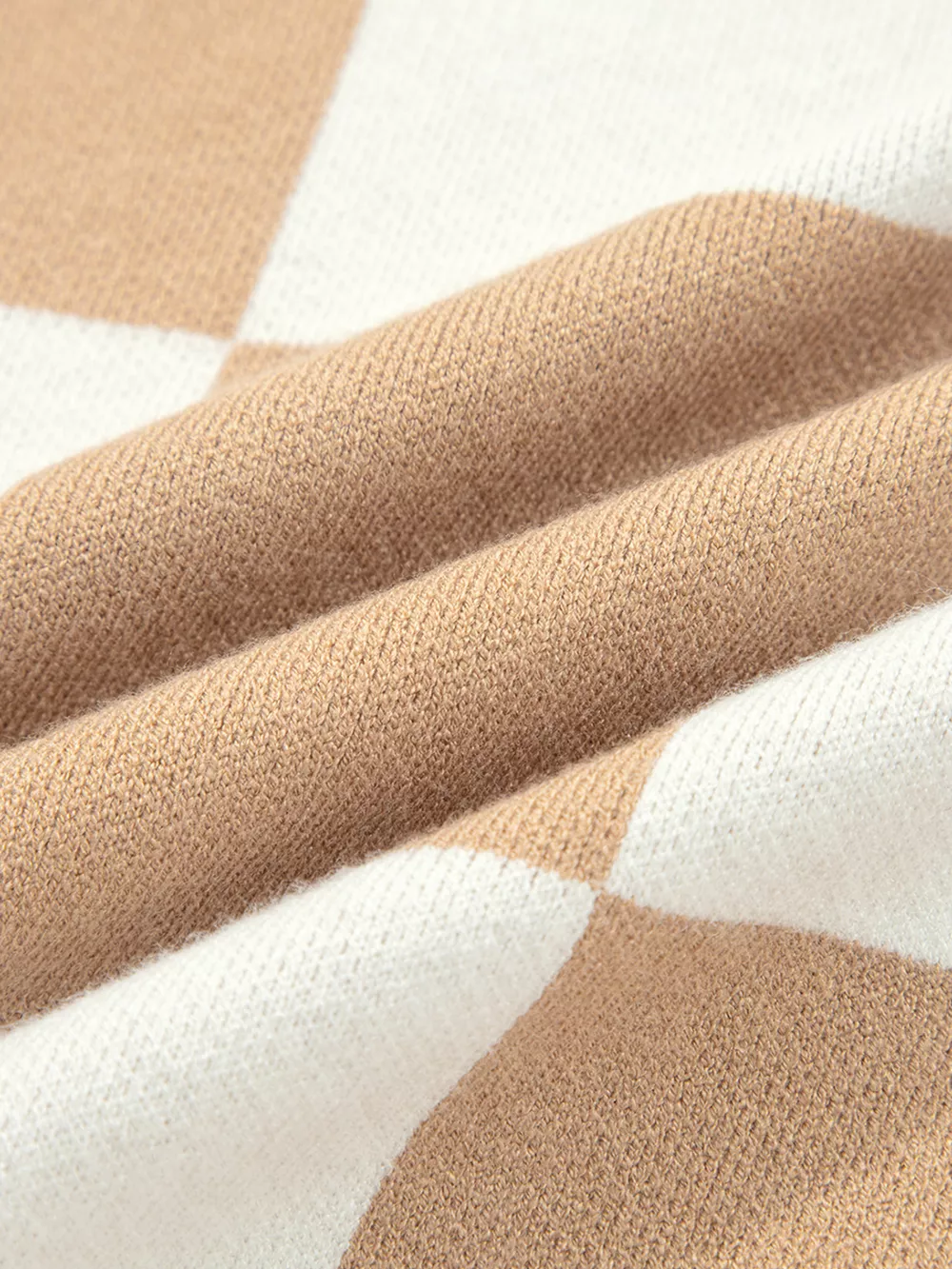 Checkered Pattern Loose Drop Shoulder Half Sleeve Sweater, image 8
