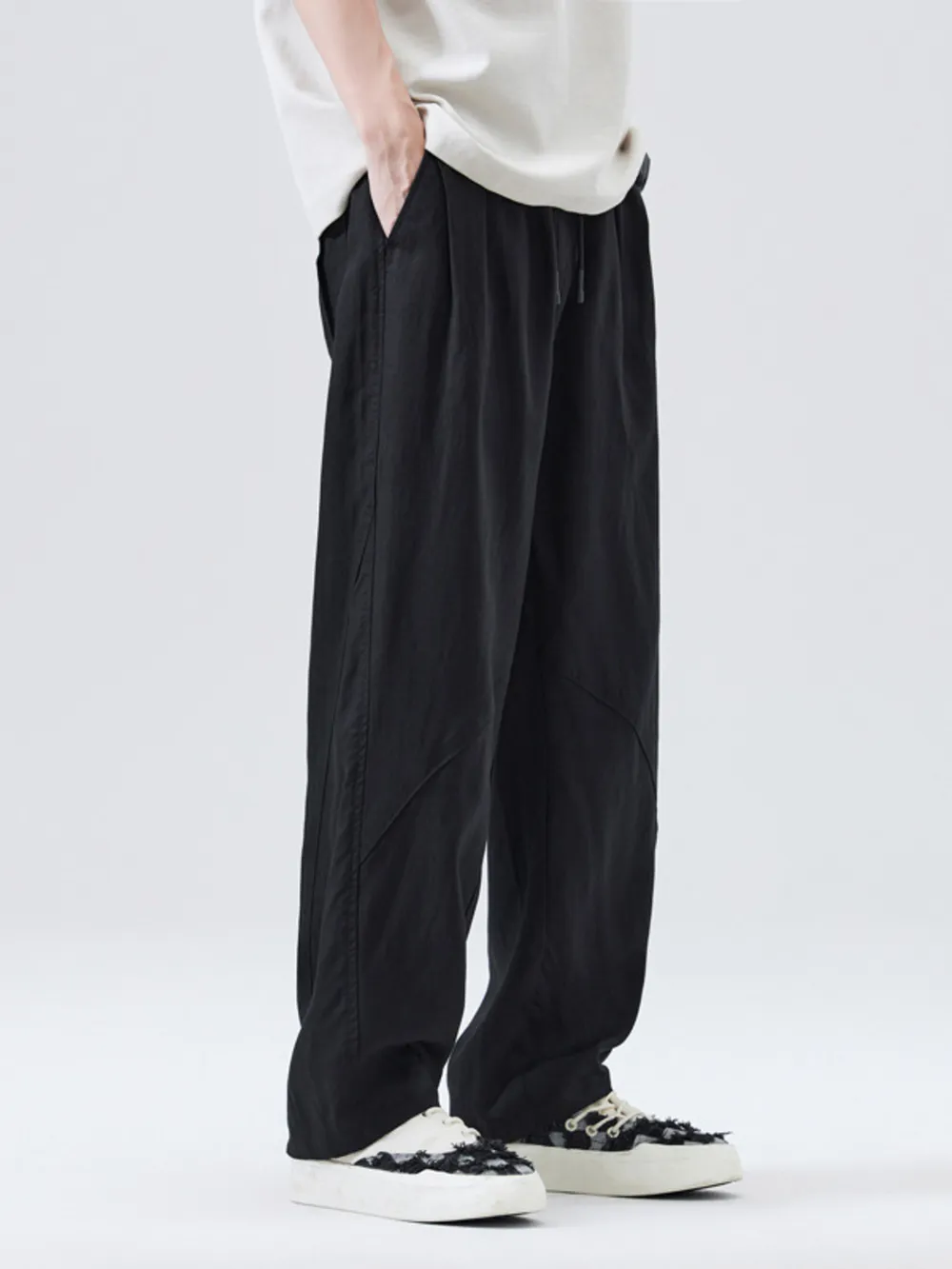 Men's Drawstring Wide leg Pants, image 4