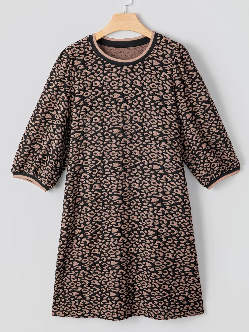 Leopard Print Bubble Sleeve Shift Mini Dress, image 6