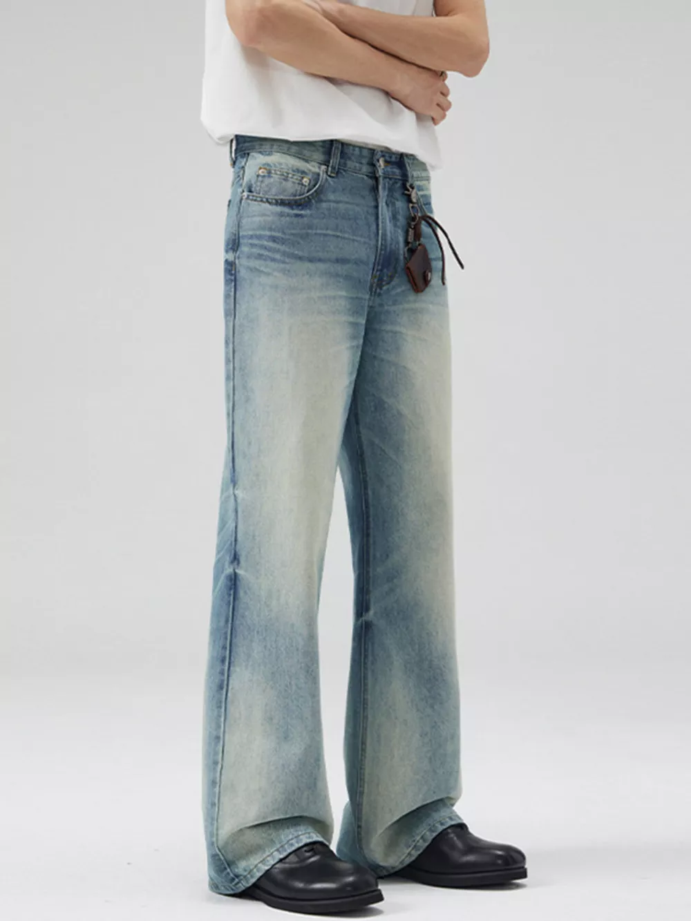 Men's Full Size Vintage Wash Wide Leg Jeans Plus Size, image 3