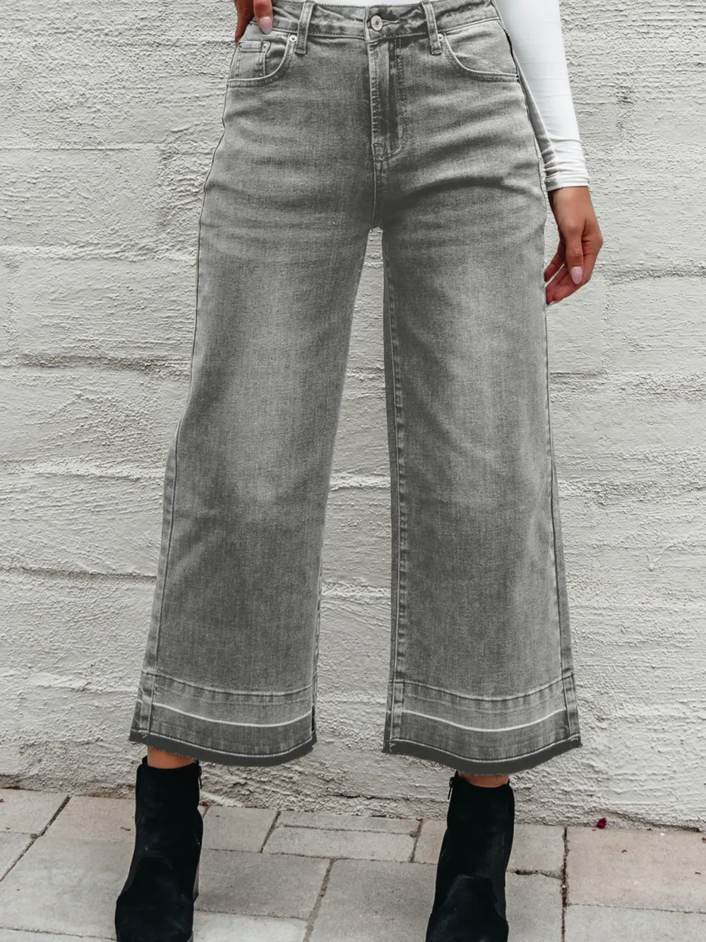 High Waist Wide Leg Washed Jeans, image 20