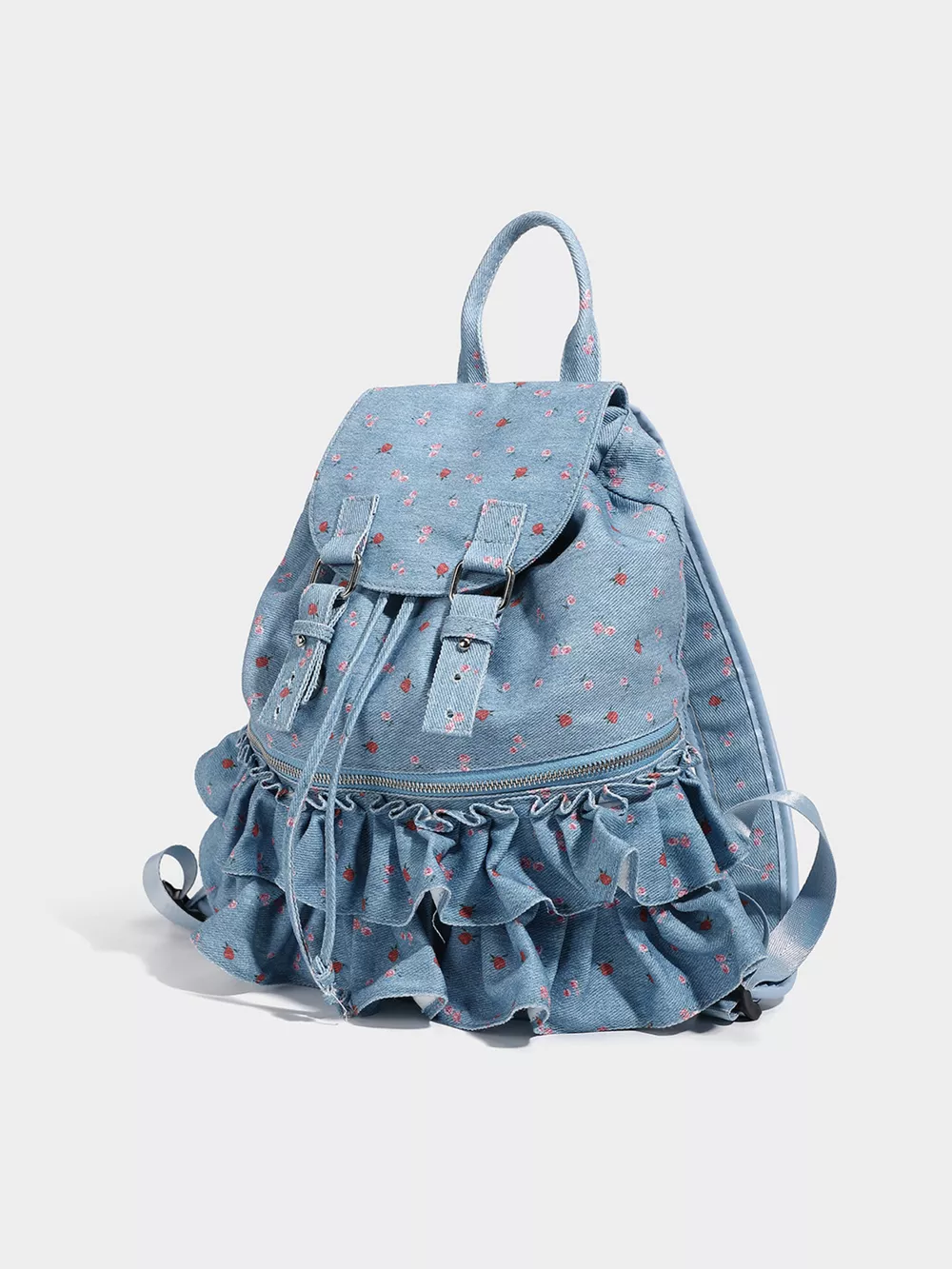 Floral Ruffle Backpack Bag, image 3