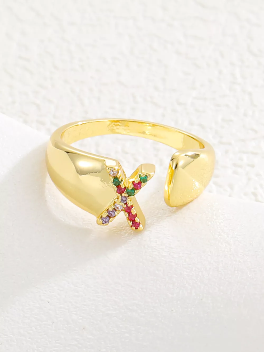 18K Gold-Plated Zircon Letter Ring, image 27