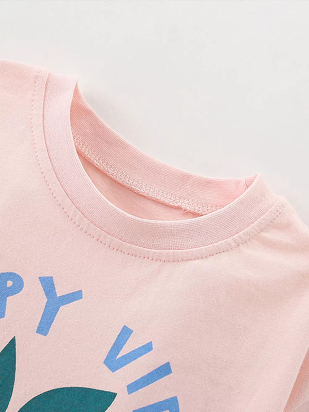 Children's Happy Vibes Graphic Tee & Denim Shorts Set, image 3