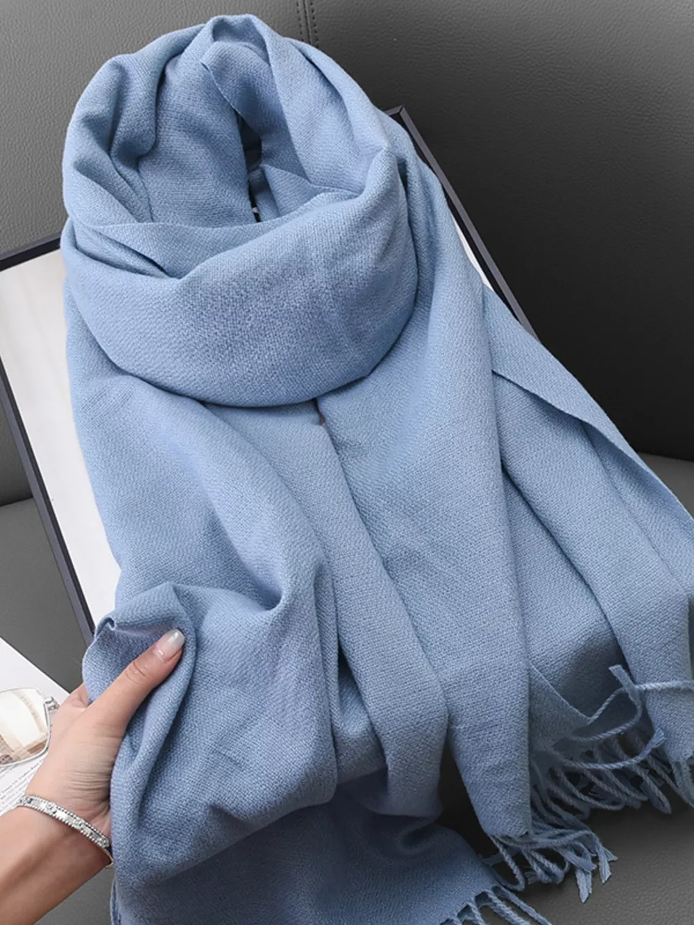 Solid Color Fringe Scarf, image 11