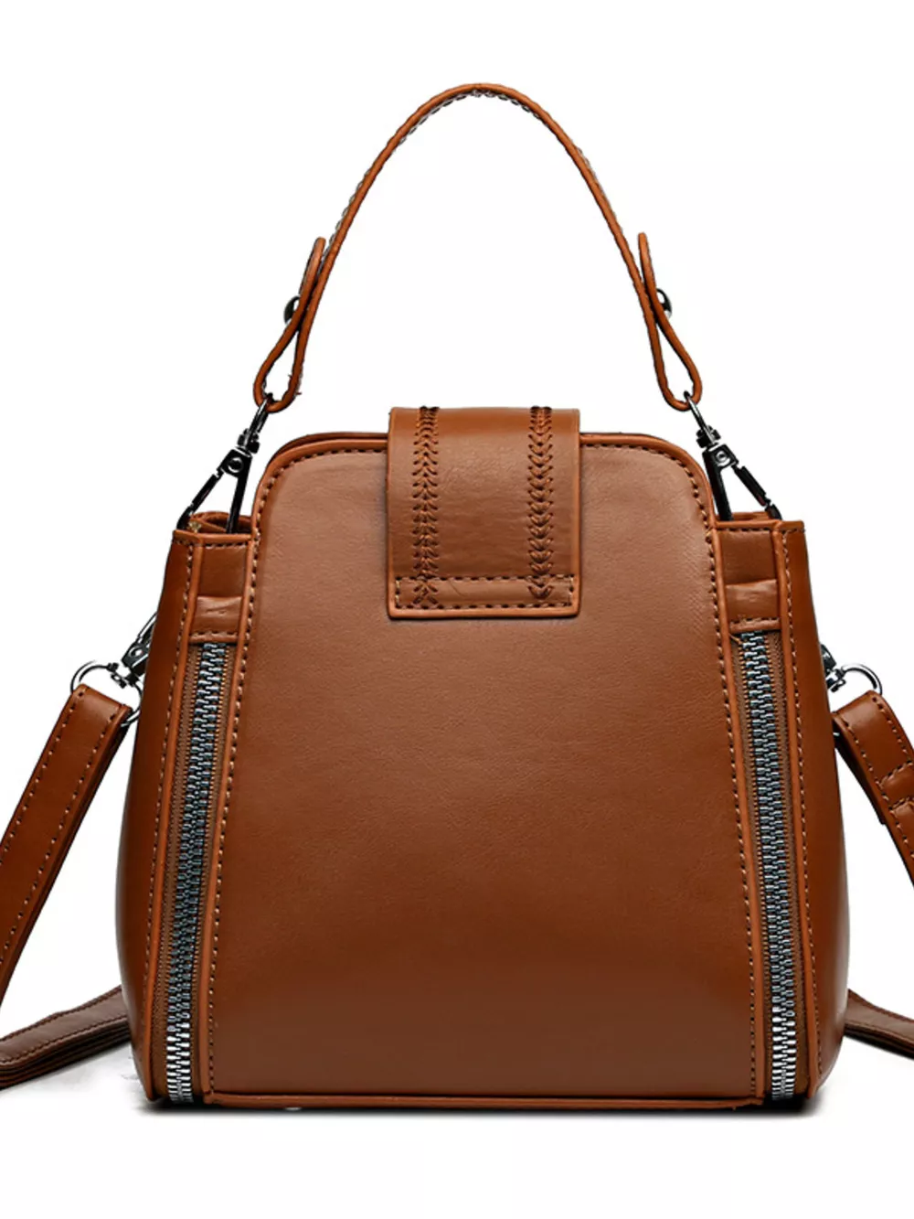 Leather Bucket Crossbody Bag, image 5