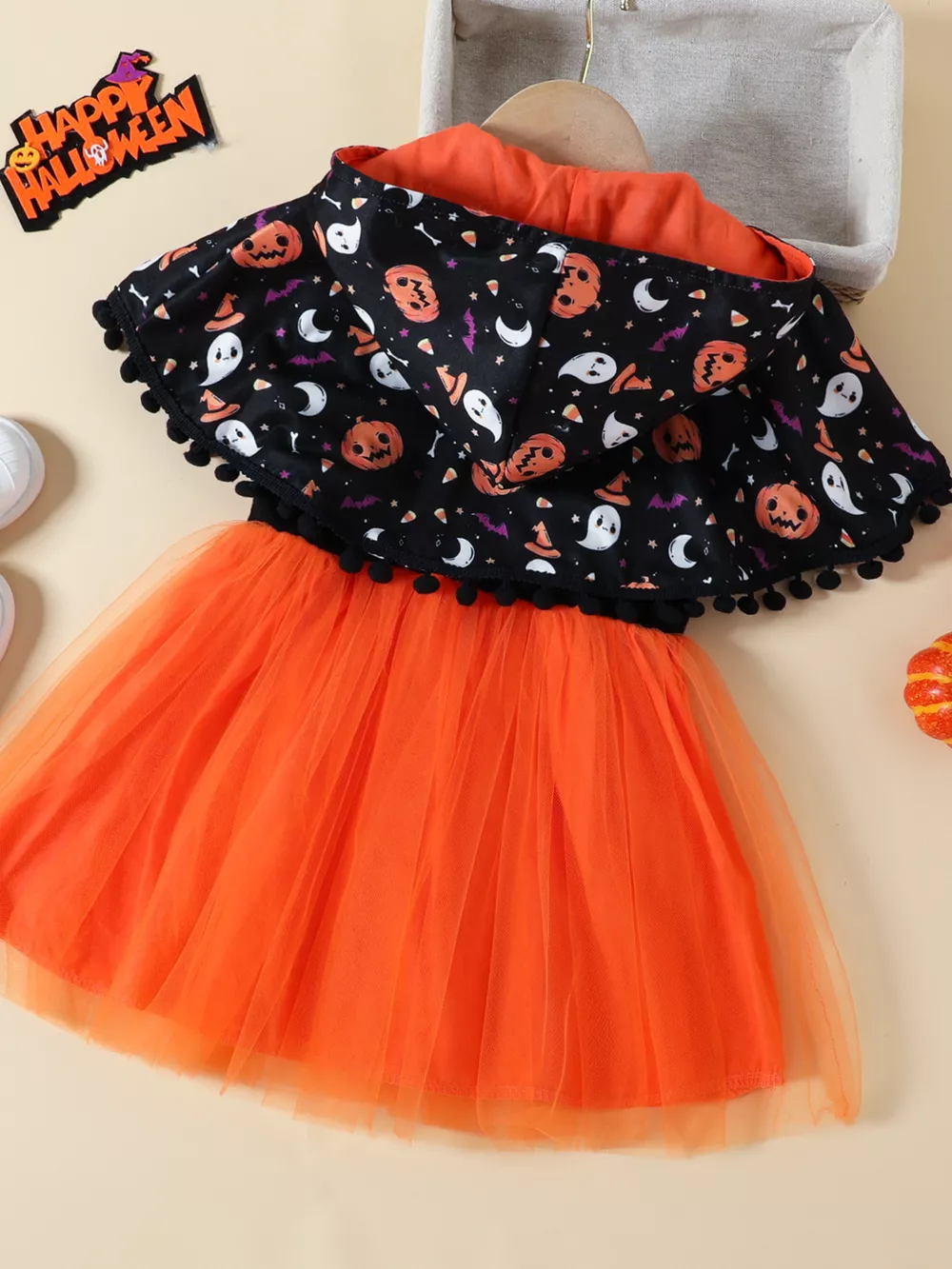 Children's Halloween Ghost Dress and Hooded Cape Set, image 8