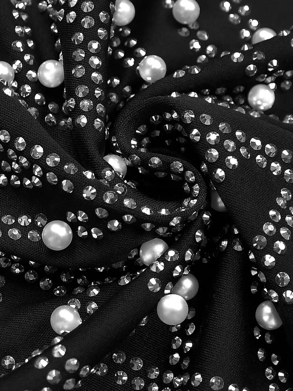 Rhinestone Pearl Detail One-Shoulder Mermaid Maxi Dress, image 11