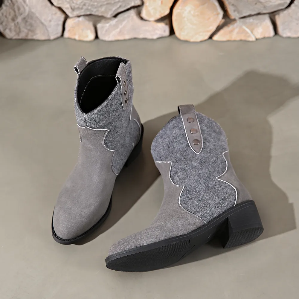 Round Toe Block Heels Boots, image 12