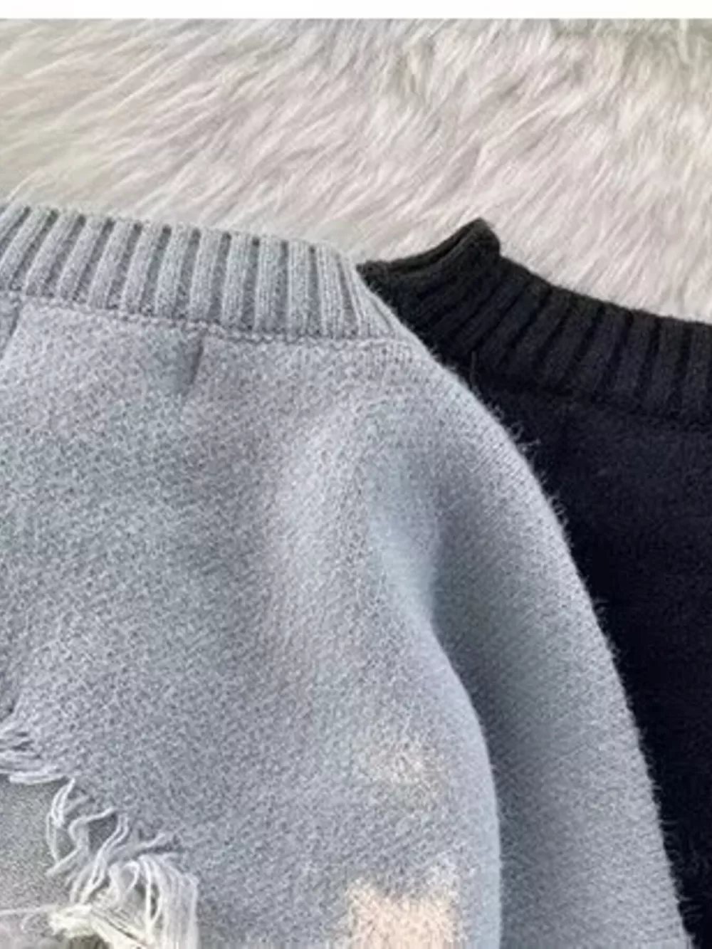 Men's Plus Size Distressed Knit Pullover Sweater, image 6