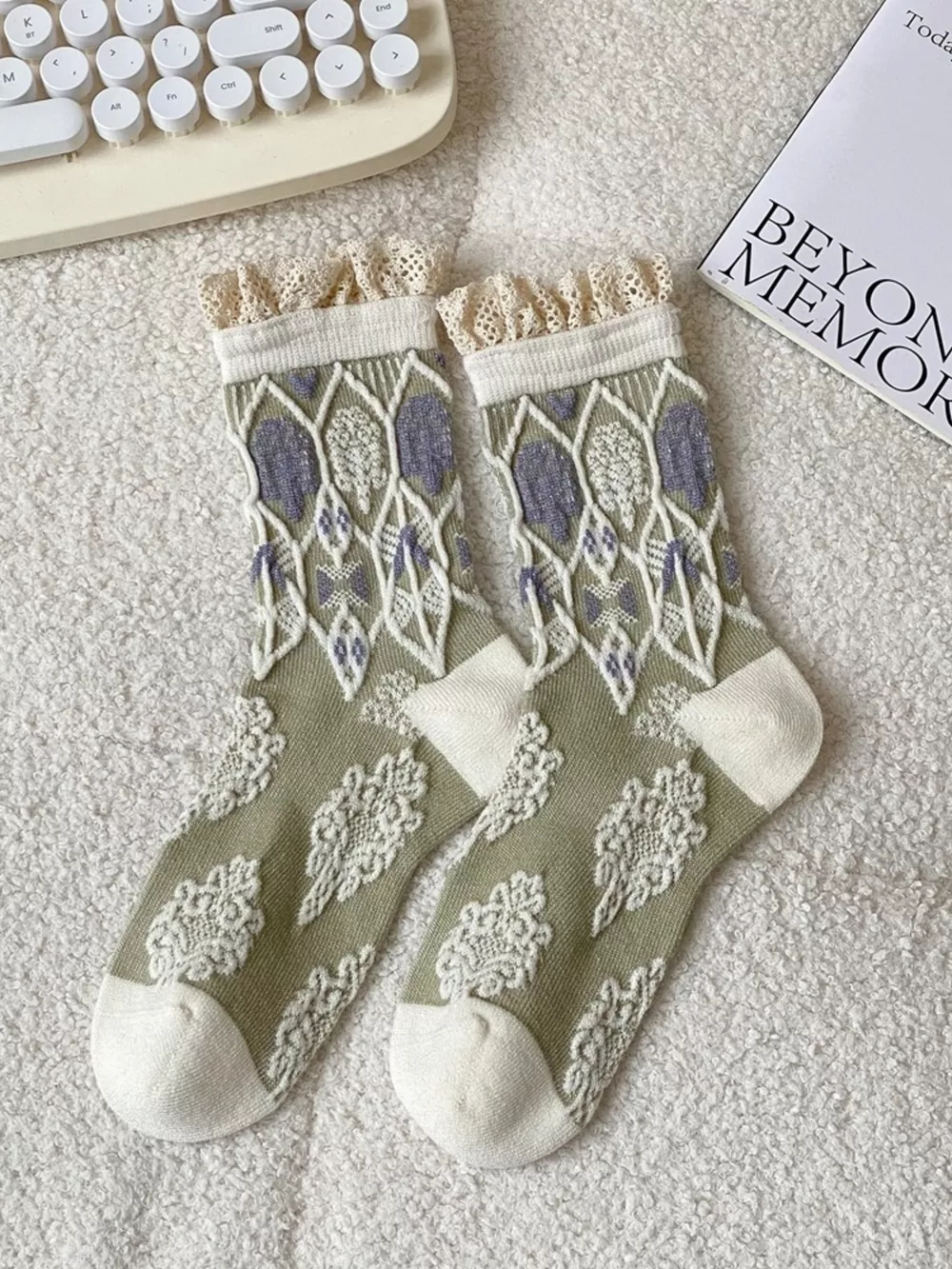 Ruffle-Trim Mid-Calf Socks