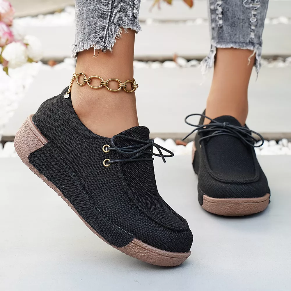 Round Toe Lace-Up Sneakers