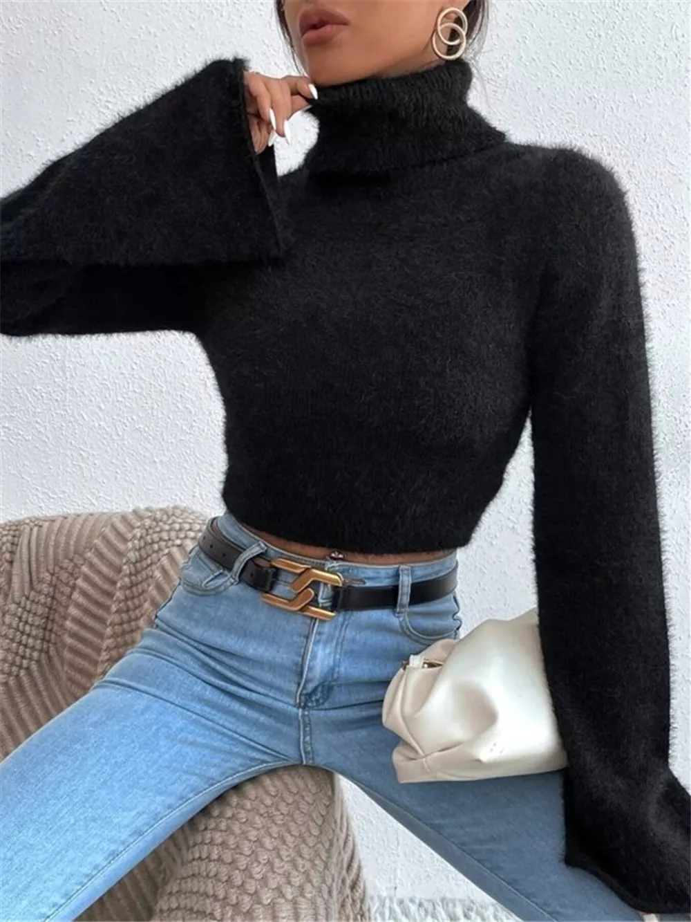 Turtleneck Flare Sleeve Sweater, image 13