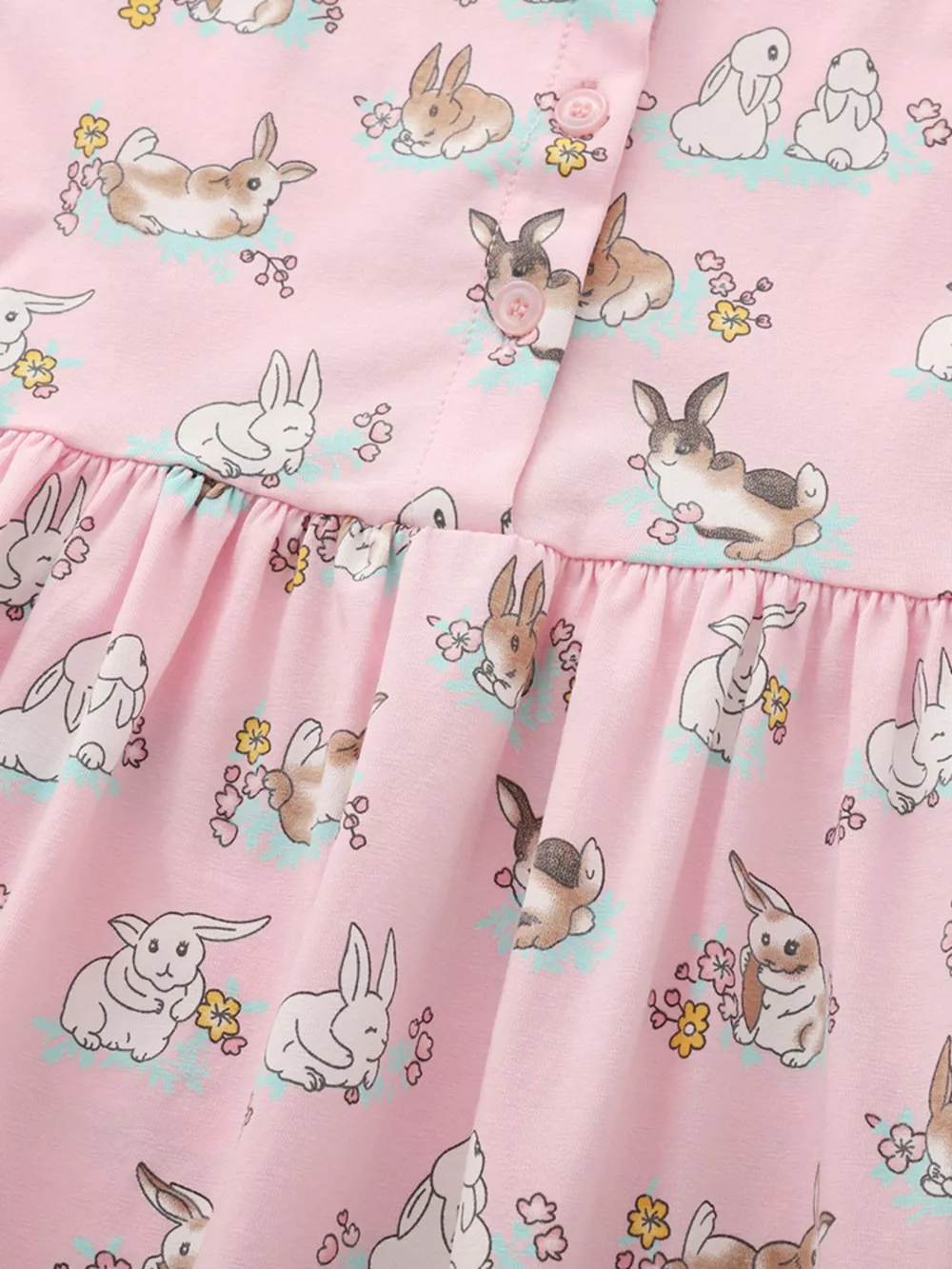 Children's Bunny Print Round Neck Casual Dress, image 4