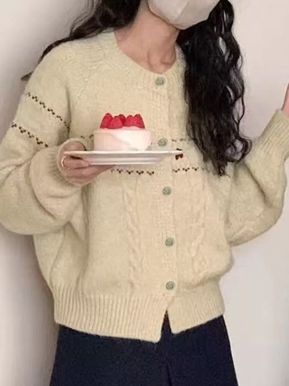 Cable Knit Button Up Cardigan, image 9