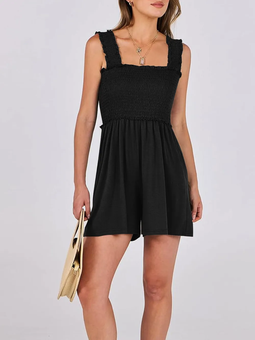 Smocked Square Neck Summer Romper, image 12