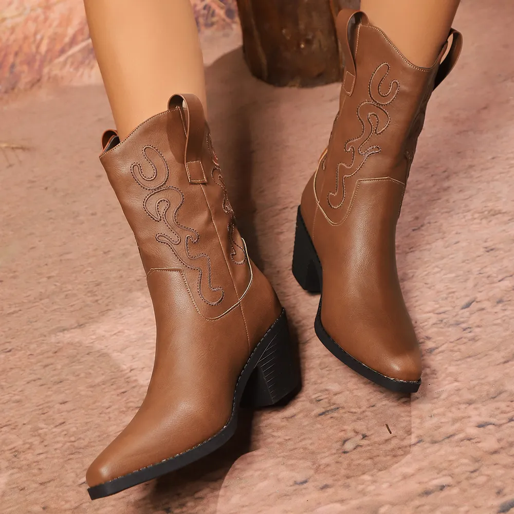 Point Toe Block Heels Boots, image 6