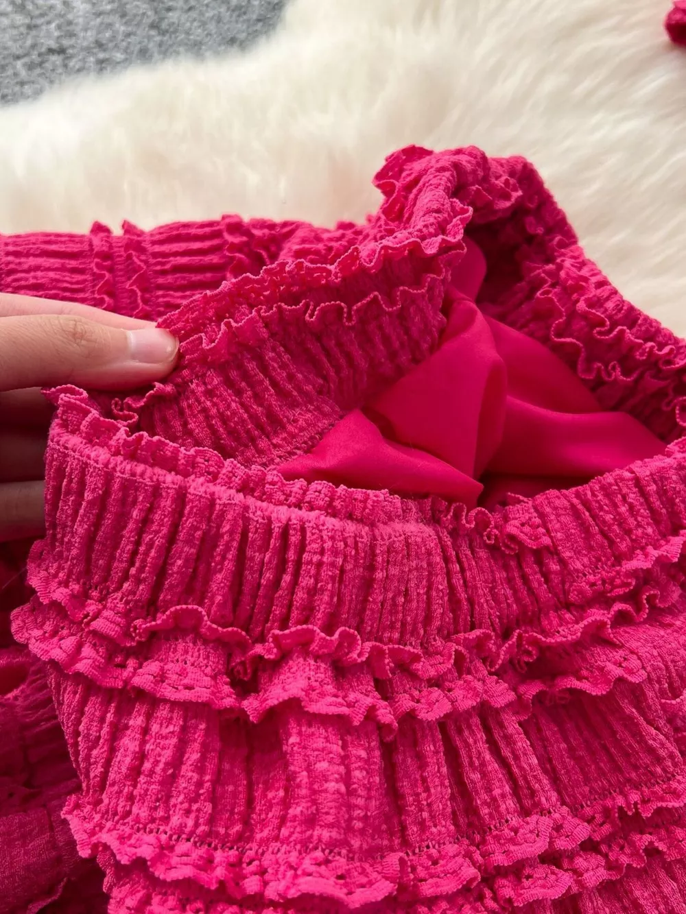 Textured Crop Top and Tiered Skirt Set, image 7
