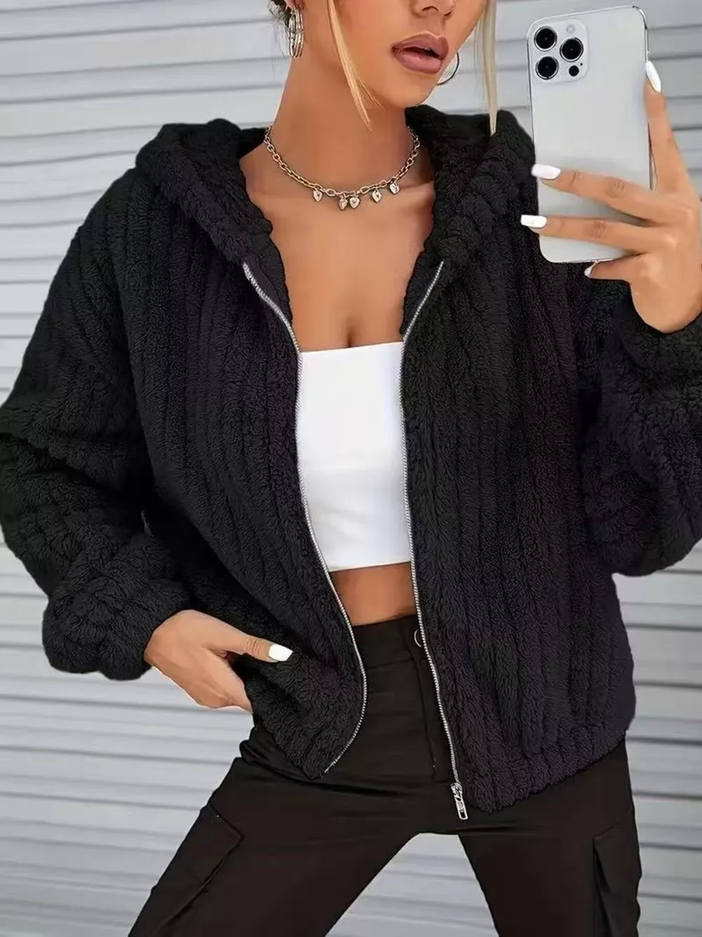 Teddy Bear Ear Hooded Fleece Outerwear, image 7