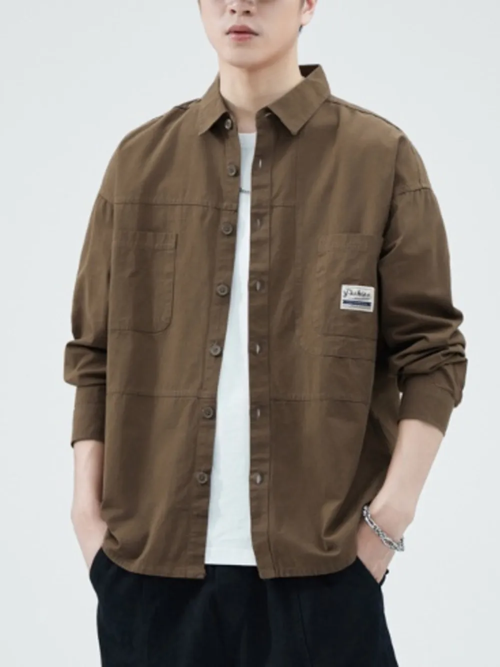 Men's Plus Size Button Up Long Sleeve Shirt, image 4