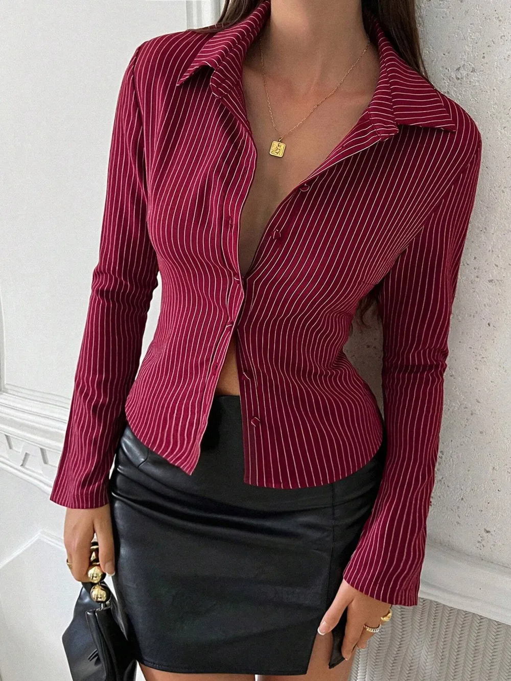 Striped Button Up Long Sleeve Shirt, image 19