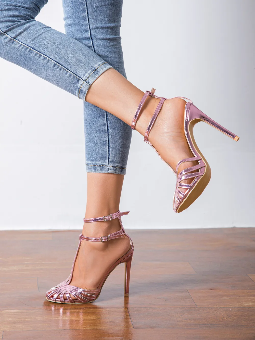 Strappy Stiletto Heeled Sandals with Ankle Strap Design, image 5