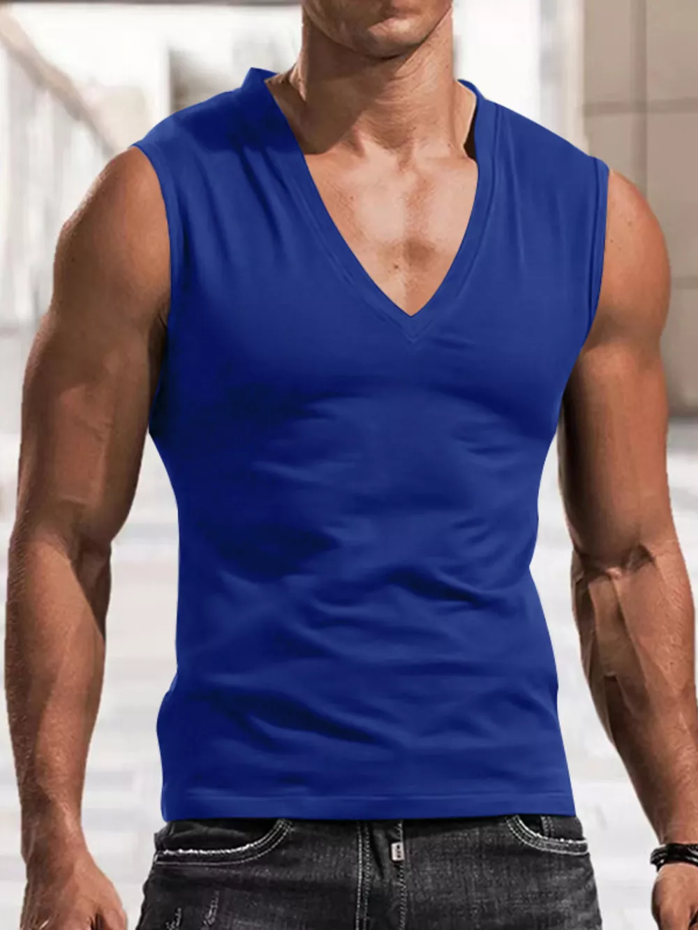 Men's Full Size V-Neck Tank Top Plus Size, image 5