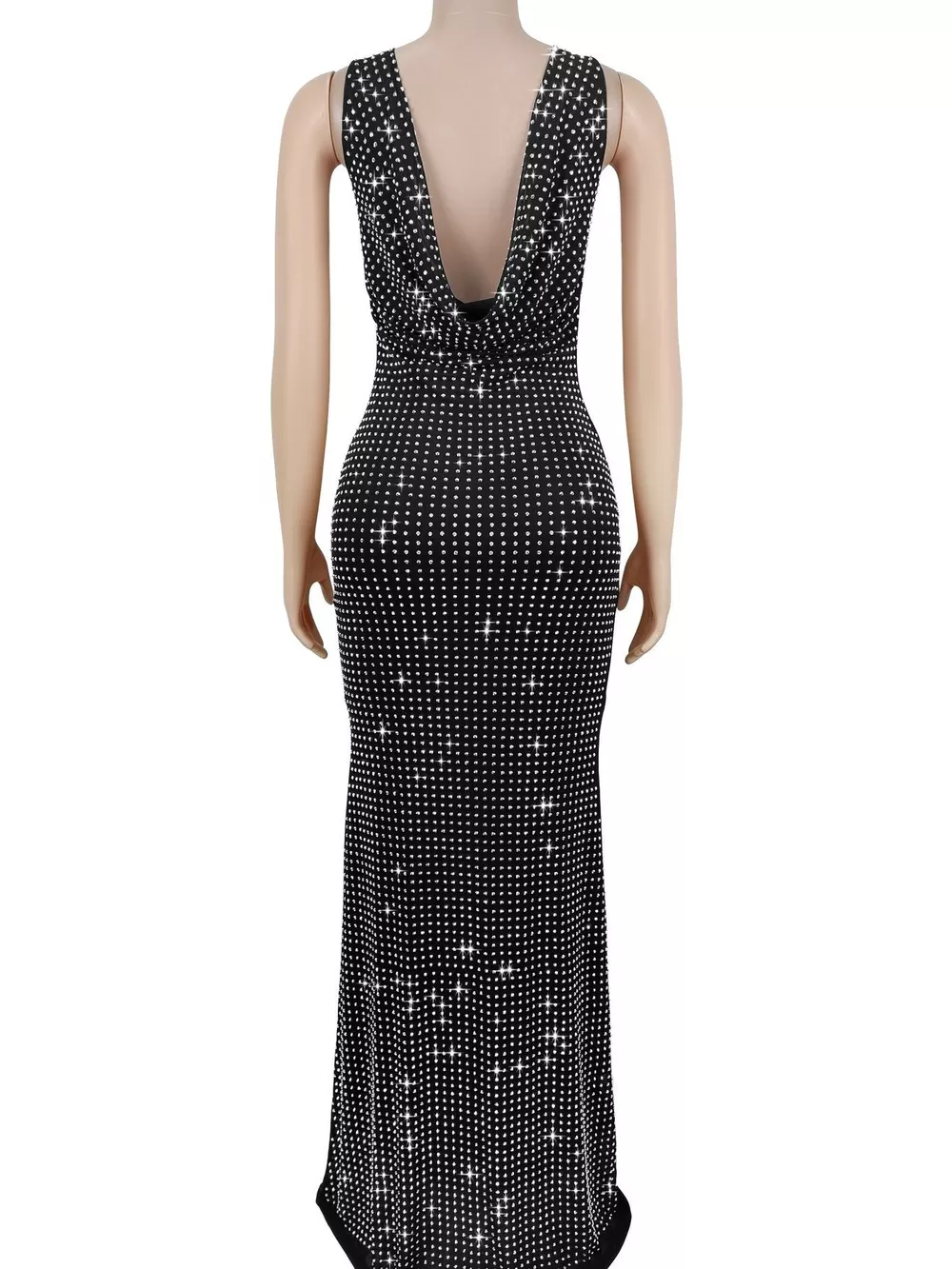 Sleeveless Rhinestone Embellished Bodycon Maxi Dress, image 5