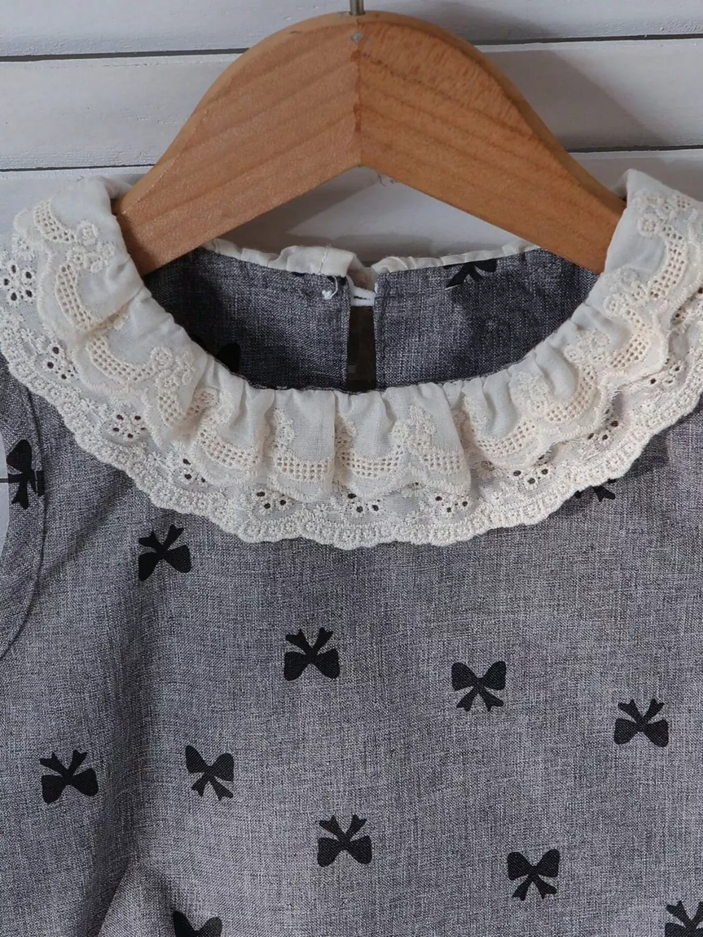 Children's Bow Print Lace Trimmed Top and Skirt Set, image 2