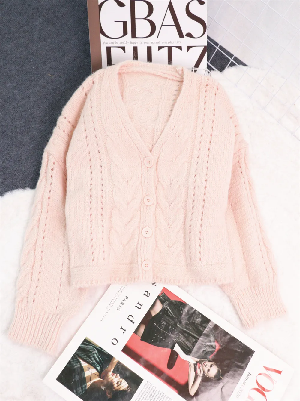 Cable Knit Button-Up Cardigan, image 12