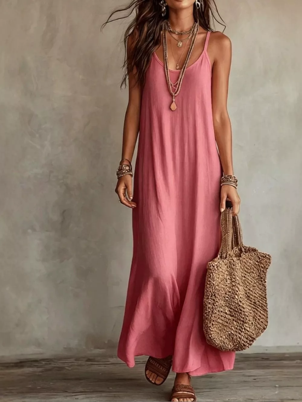 Full Size Scoop Neck Spaghetti Strap Maxi Dress Plus Size, image 9