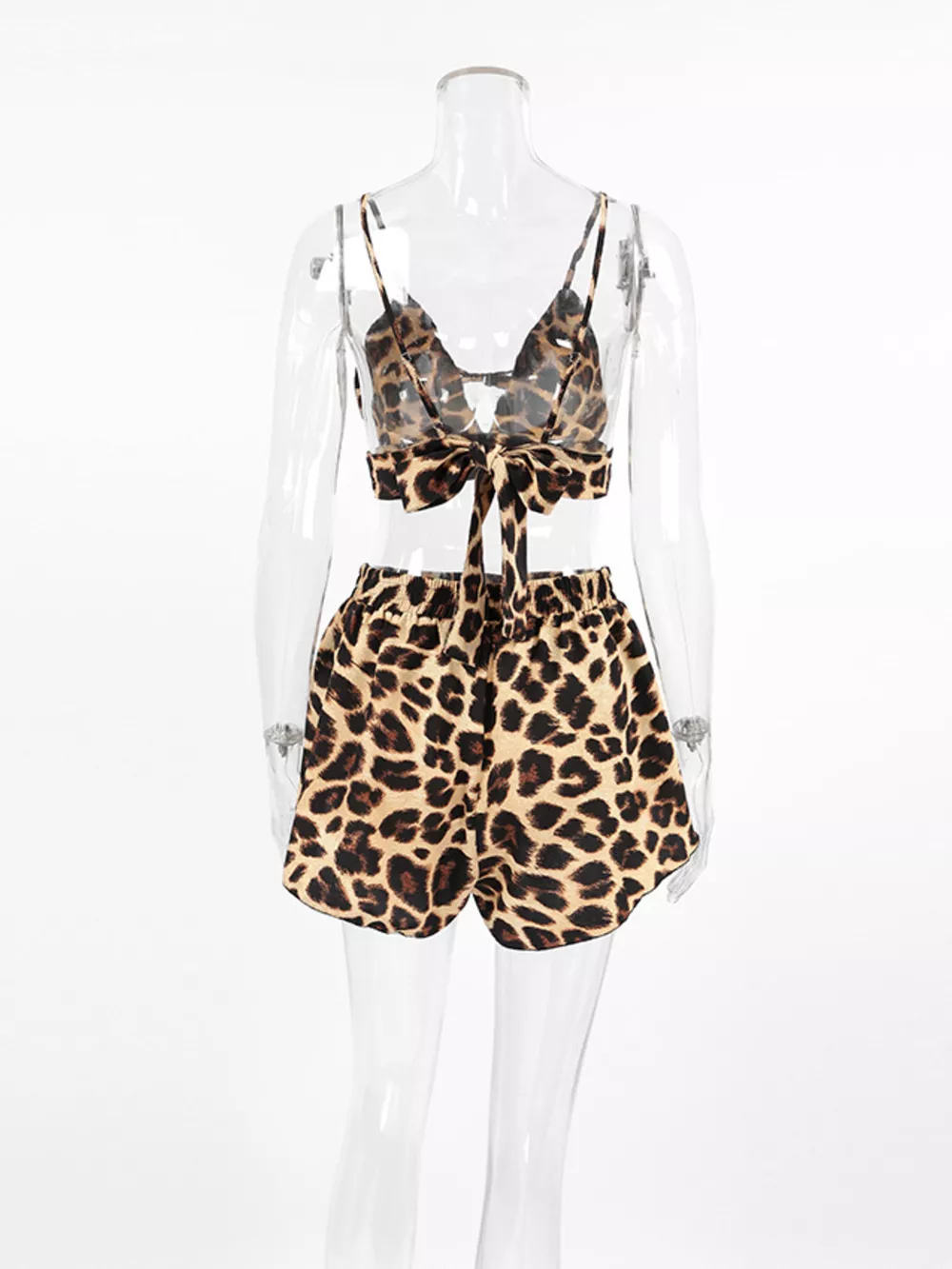 Leopard Cami & Cardigan and Shorts Three-Piece Lounge Set, image 9
