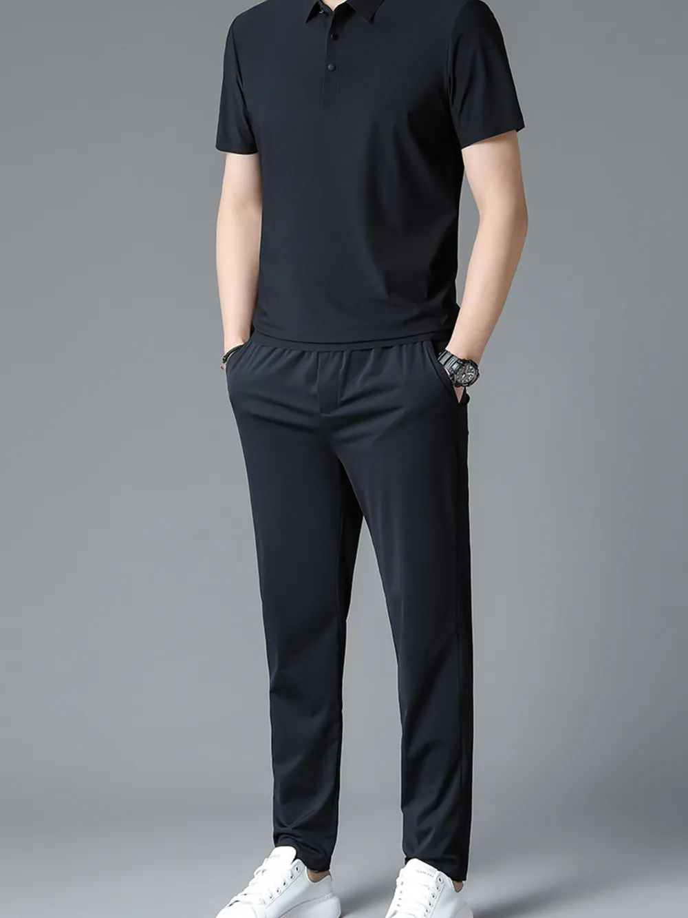 Men's Full Size Button Detail Short Sleeve Polo Plus Size, image 4