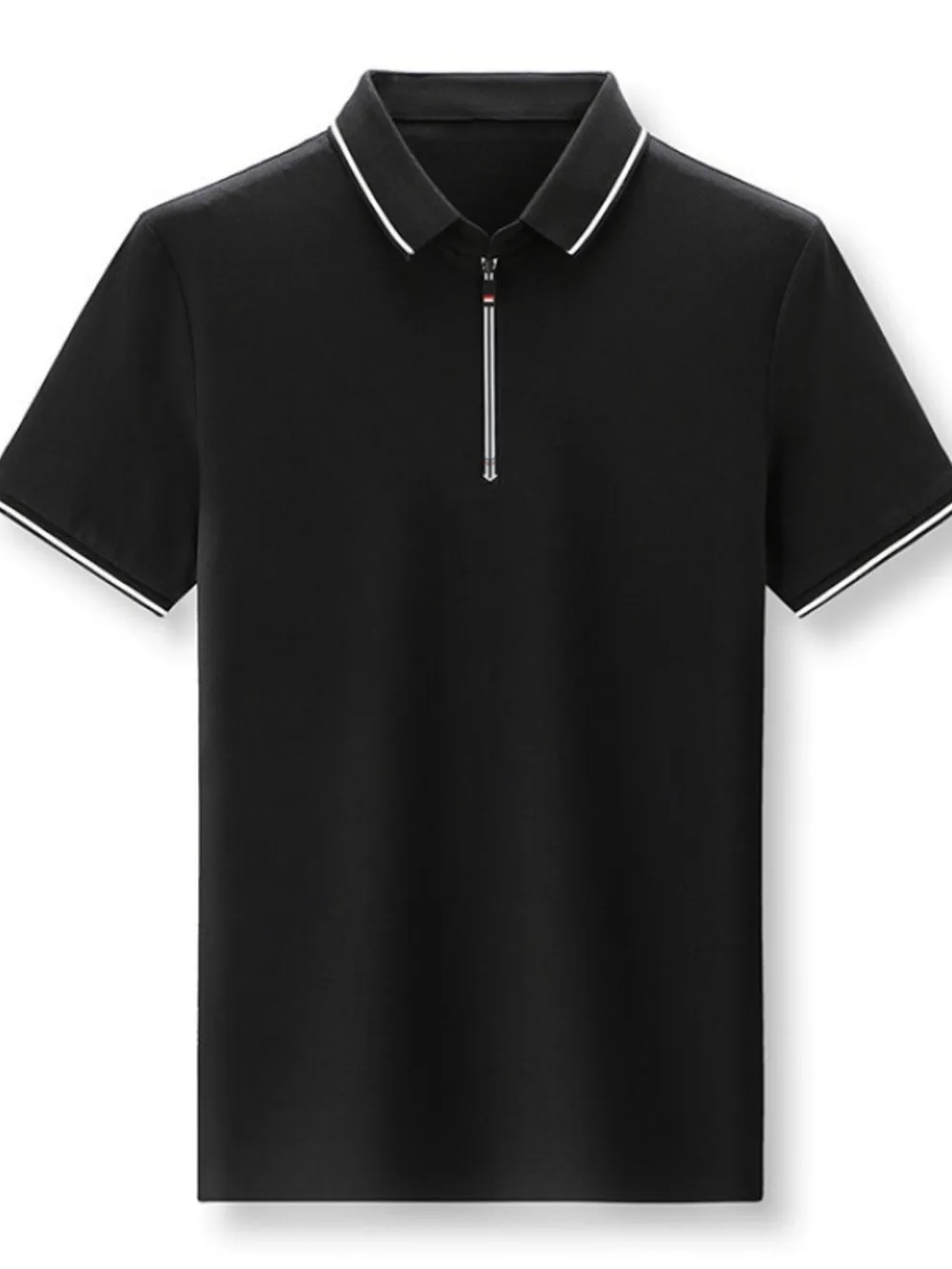 Men's Plus Size Half-Zip Contrast Trim Polo Shirt, image 5