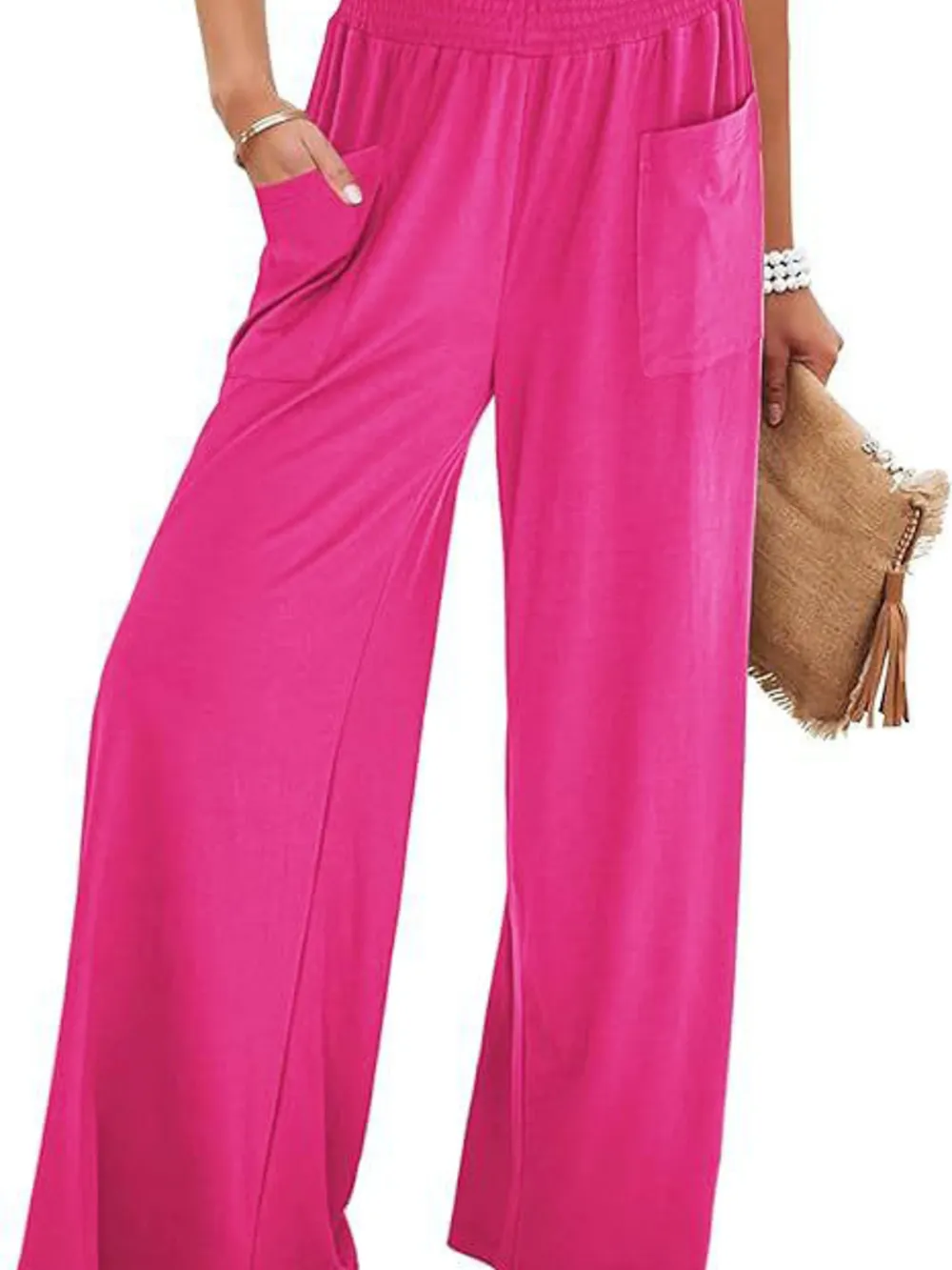 High-Waisted Wide Leg Pants with Pockets, image 6