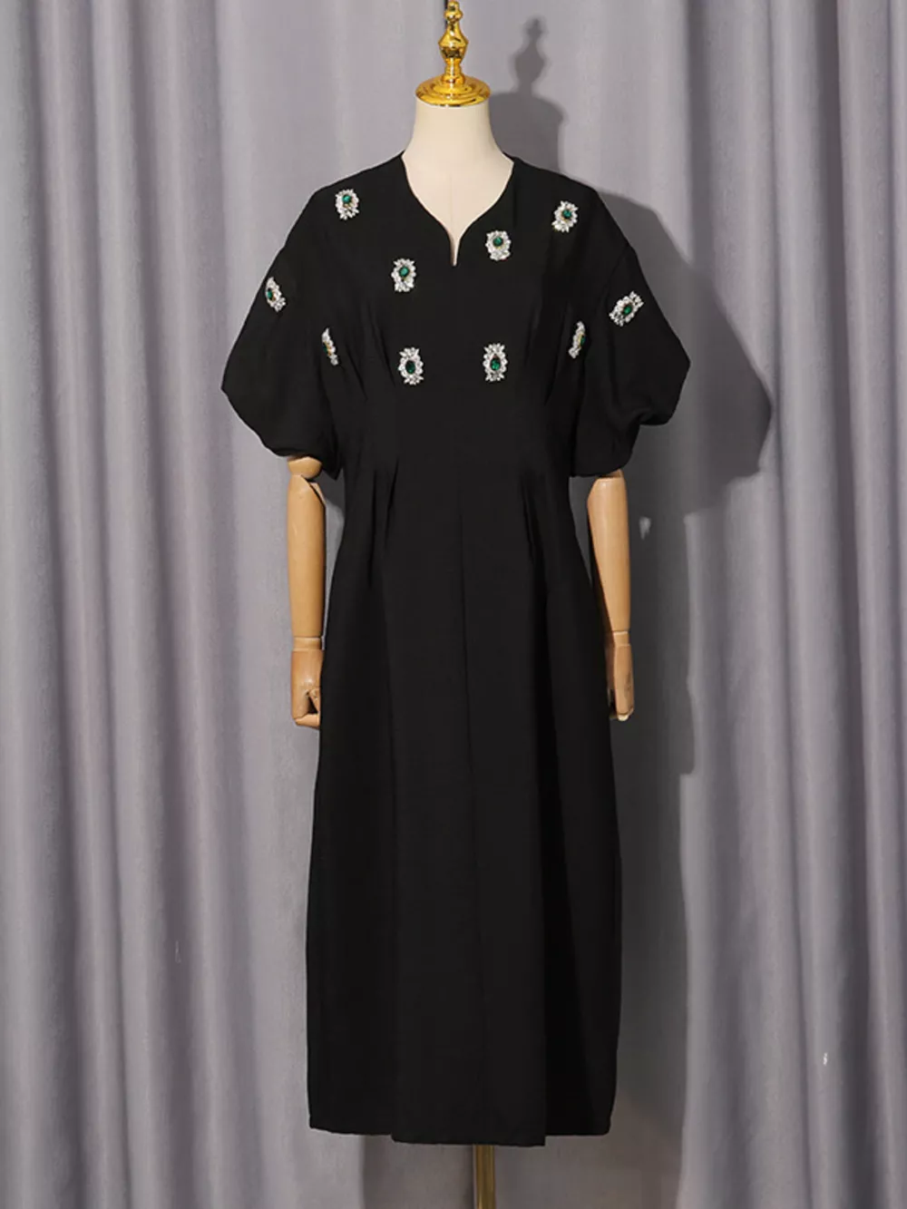 Embellished Puff Sleeve Midi Dress, image 2