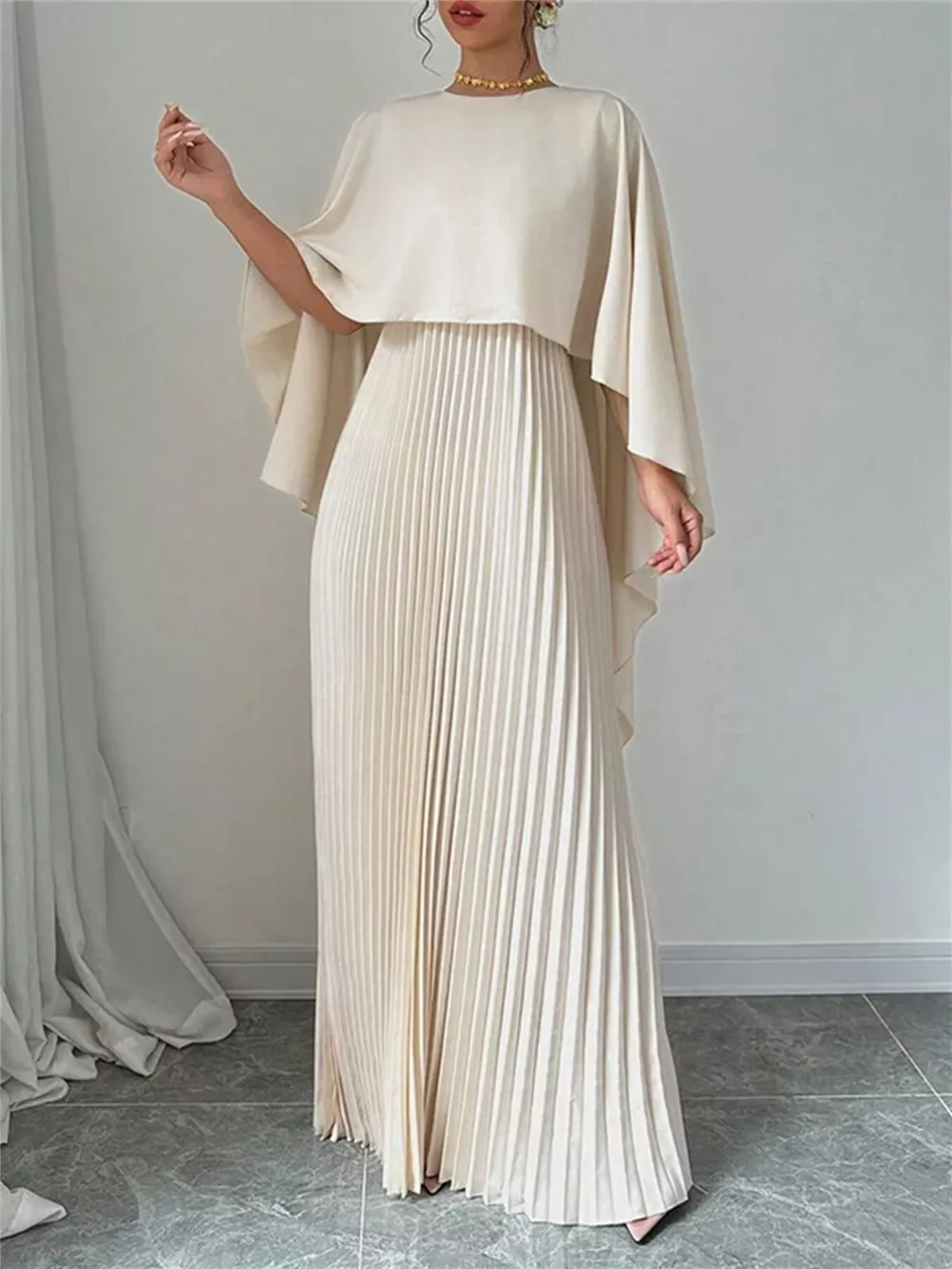 Cape Pleated Maxi Dress, image 8