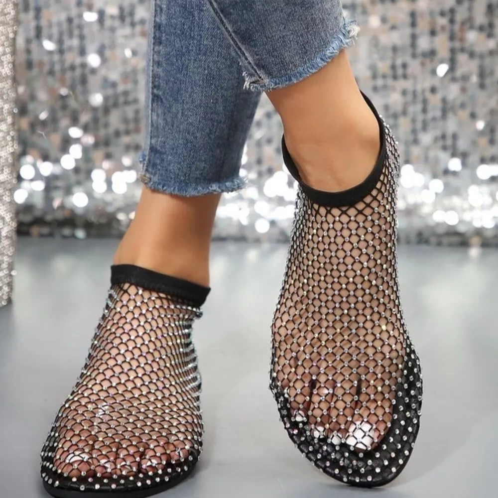 Rhinestone Round Toe Sandals, image 4